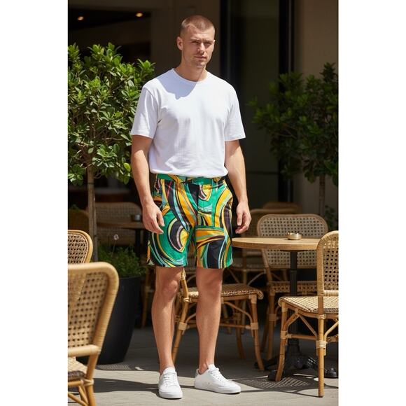 Loudmouth Golf Shorts Mens Size 40 Flat Front Geometric Geo Soft Stretch Chino - Picture 4 of 13